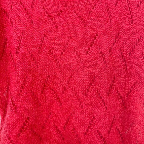 Vtg Renee Tener for Jeanne Pierre Size M Short Sleeve‎ Fuzzy Mohair Red Sweater - Picture 3 of 6